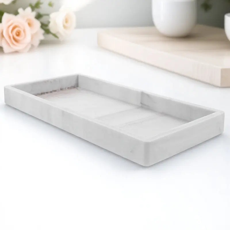 Vanity Tray Silicone Bathroom Counter Organizer for Toiletries Cosmetics Jewelry Rings Keys Shampoo Lotion Bottles Decorative