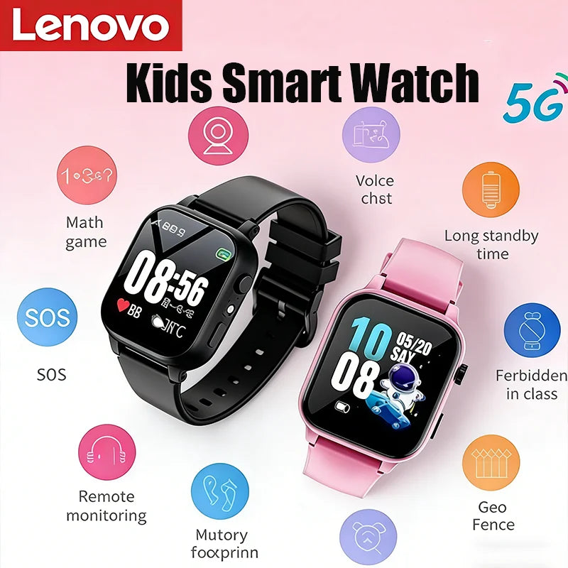2026 Lenovo Kids Smart Watch SOS GPS Location Tracke Sim Card Call Child SmartWatch Camera Waterproof Watch Gift For Ios Android