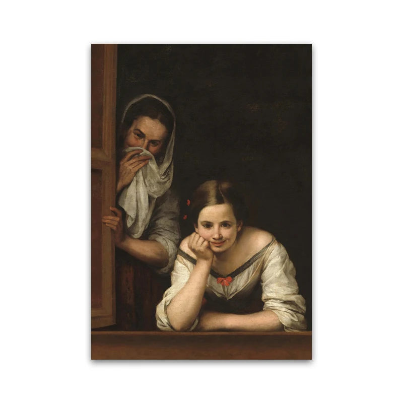 1pc Funny Abstract Bathroom Toilet Home Decor, Unframed Quirky Mona Lisa Girl with Pearls Wall Art Poster for Living Room Decor