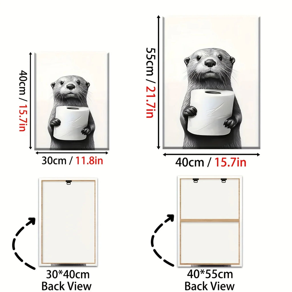 3PCS Framed Canvas Painting Ready To Hanging Monochrome Modern Fashion Animal Bathroom Art Home Decor Wall Art Room Decor Gift