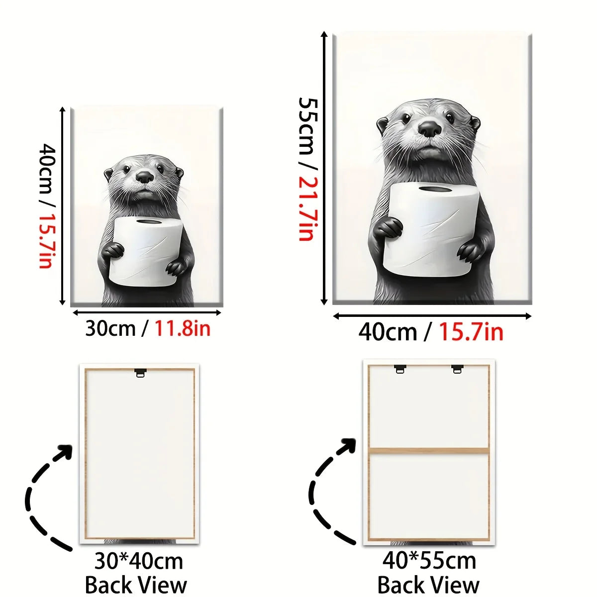 3PCS Framed Canvas Painting Ready To Hanging Monochrome Modern Fashion Animal Bathroom Art Home Decor Wall Art Room Decor Gift