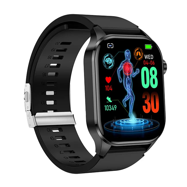 New BT Call ECG Smart Watch 2.04 Inch AMOLED Display Blood Pressure Blood Oxygen Body Temperature ET580 Smartwatch