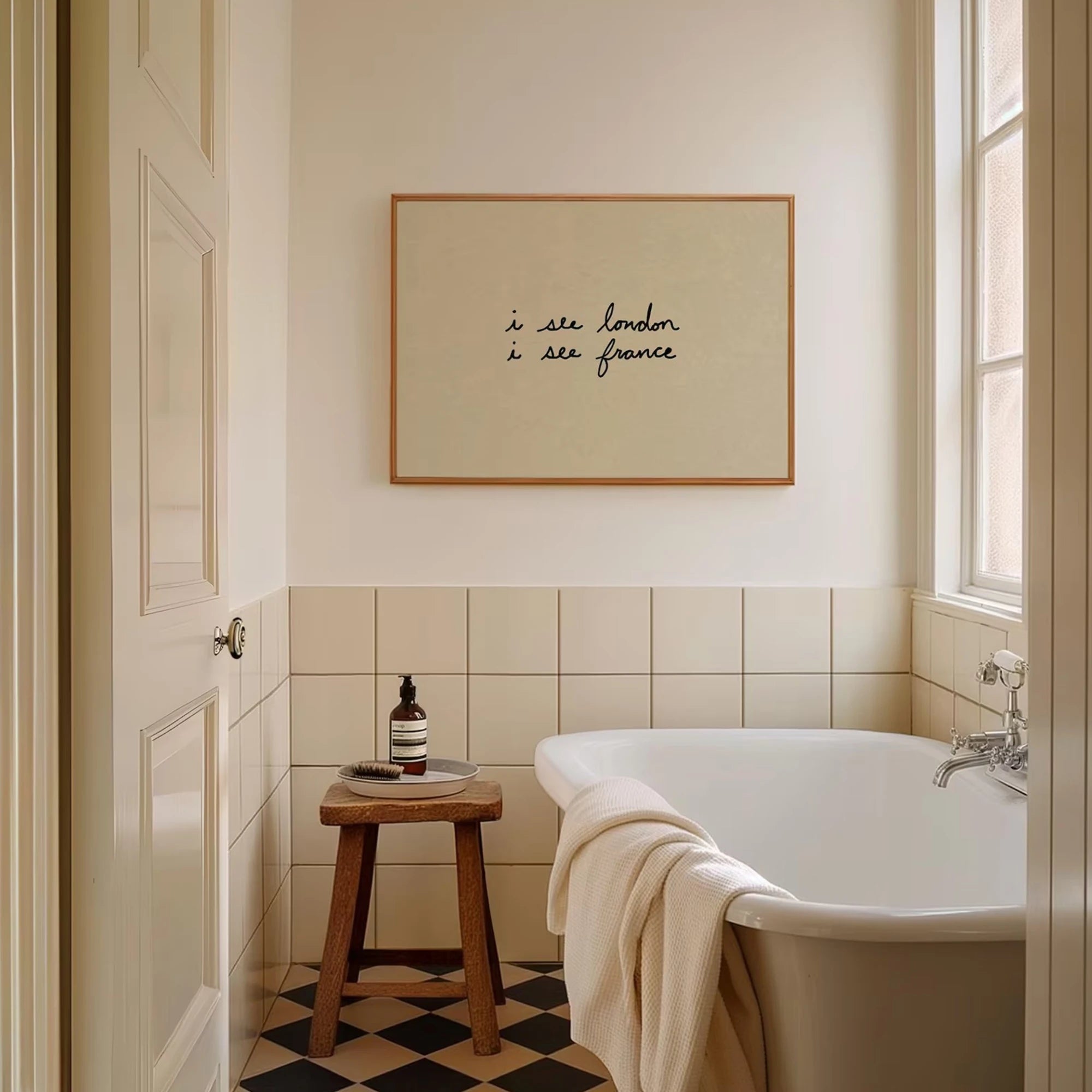 Simple Trendy Bathroom I See London I See France Wall Art Print Canvas Painting Poster Picture For Bathroom,Bedroom Home Decor