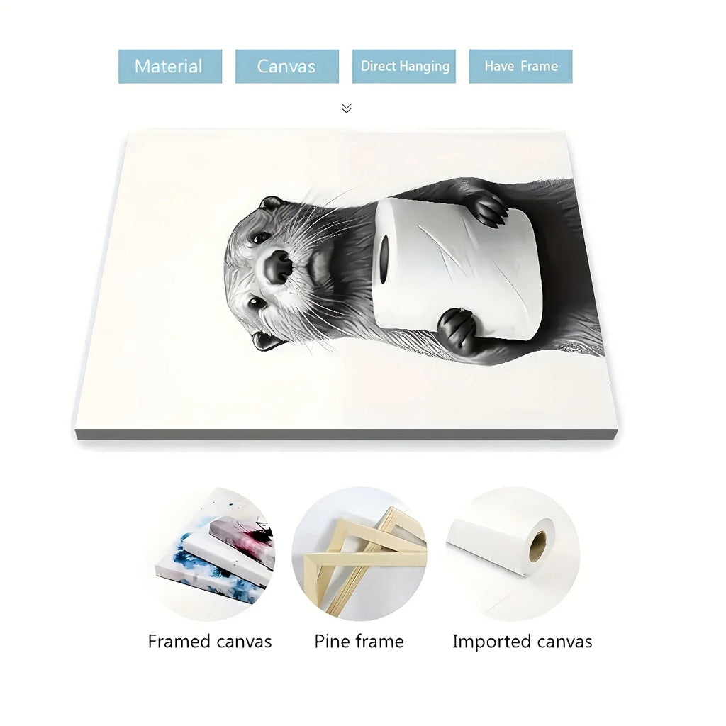 3PCS Framed Canvas Painting Ready To Hanging Monochrome Modern Fashion Animal Bathroom Art Home Decor Wall Art Room Decor Gift