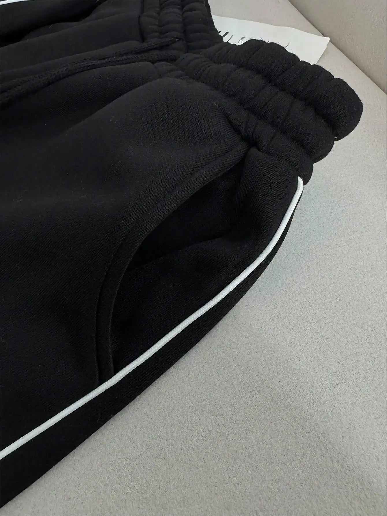 Women's Black White Stripe Zip-Up Sweat Suit Set Casual Lounge Wear