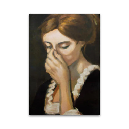 1pc Funny Abstract Bathroom Toilet Home Decor, Unframed Quirky Mona Lisa Girl with Pearls Wall Art Poster for Living Room Decor