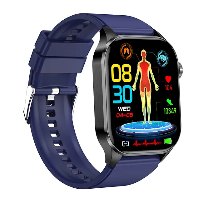 New BT Call ECG Smart Watch 2.04 Inch AMOLED Display Blood Pressure Blood Oxygen Body Temperature ET580 Smartwatch