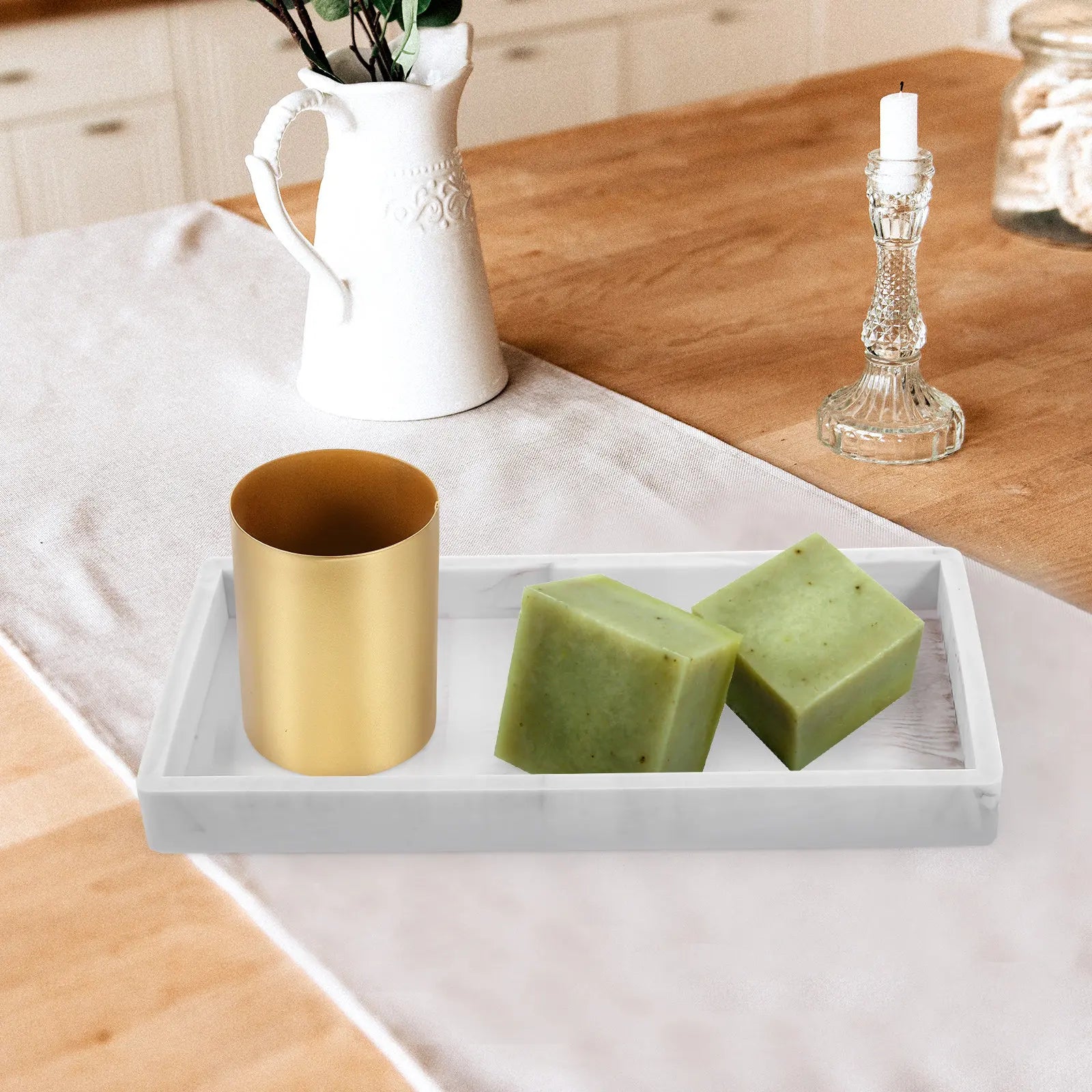 Vanity Tray Silicone Bathroom Counter Organizer for Toiletries Cosmetics Jewelry Rings Keys Shampoo Lotion Bottles Decorative